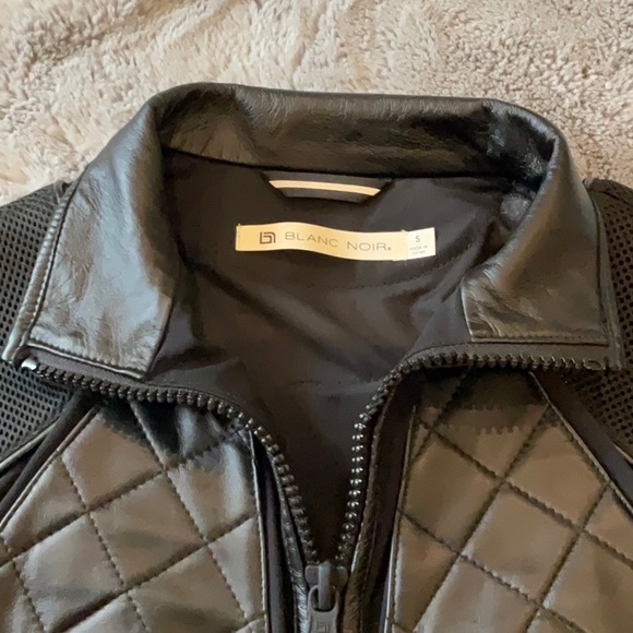BLANC NOIR Leather and Mesh Moto Jacket NWOT  size small - Picture 15 of 16